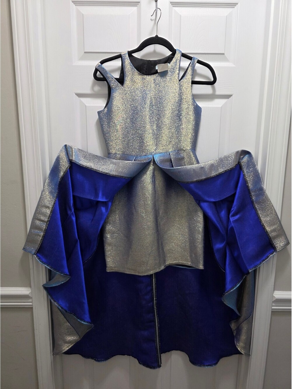Tween Diva Metallic Silver and Blue High-Low Prom Dress Size 16